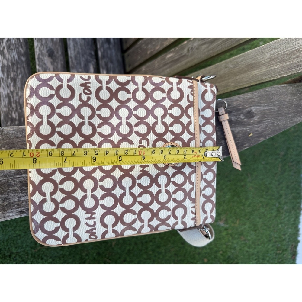 NWT Coach Brown Coated Canvas Leah‎ Op Art Swingpack 42420 S - Picture 12 of 13